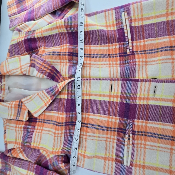 nordstrom plaid big kids plaid orange purple pea coat blazer size 14-16 W Xsmall - Picture 4 of 6